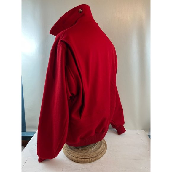 Vintage 1980's John Martin Mens XLL Red Wool Melton Cloth Bomber Style Jacket - Picture 6 of 8